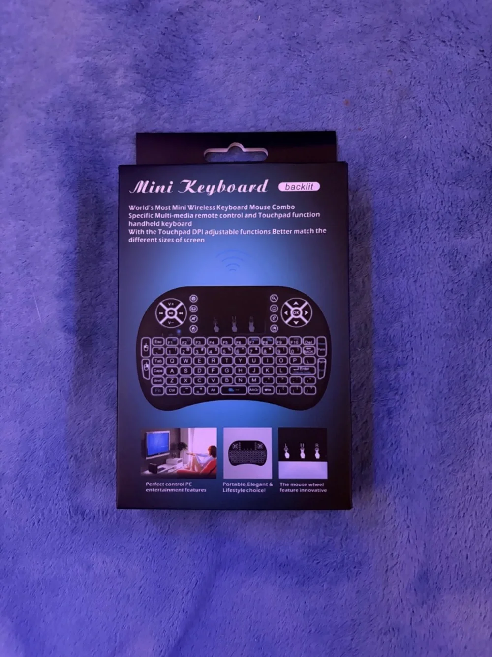 Mini Wireless Backlit Keyboard with Touchpad - Black